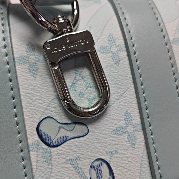 KEEPALL 25 Monogram Coated Canvas Blue