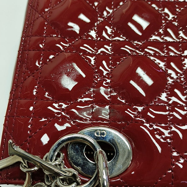 Authenticated pre-owned Lady Dior Medium Cannage Patent Leather Red - Tote Bag at Looply