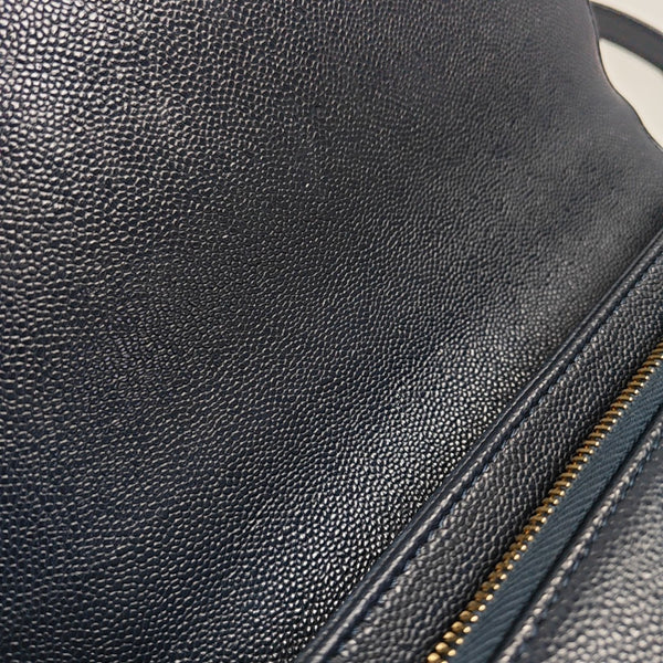 Quilted Grained Calfskin Shoulder Bag Blue