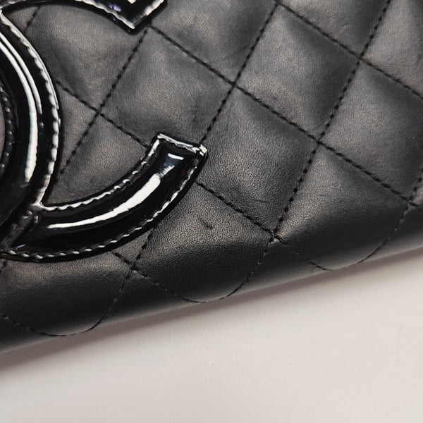 CAMBON Quilted Calfskin Black Wallet