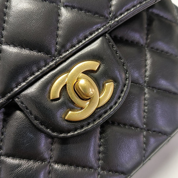 Quilted Lambskin Shoulder Bag Small Black