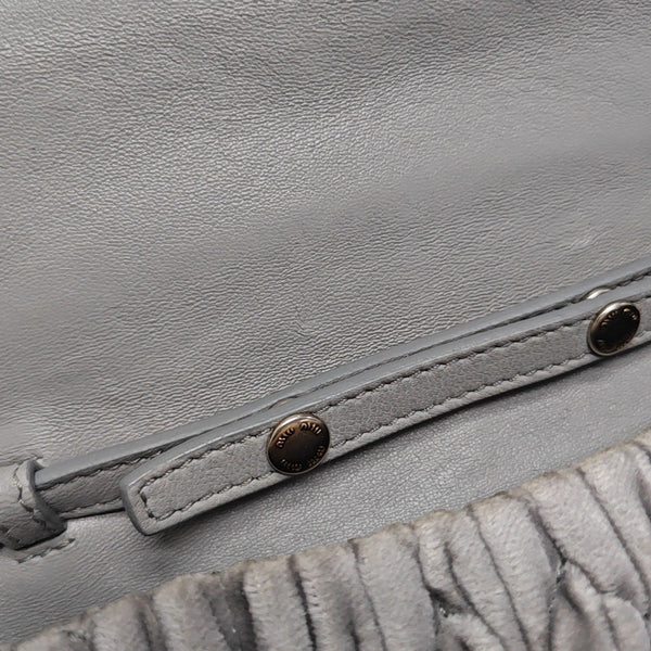 Quilted Velvet Shoulder Bag Gray