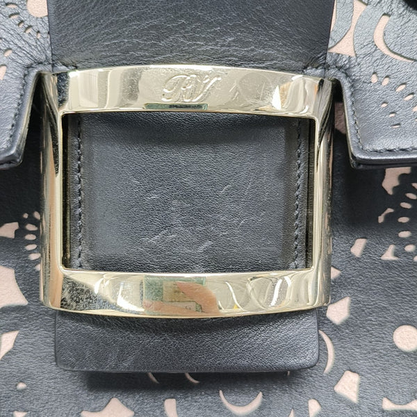 Leather Top Handle Bag Black