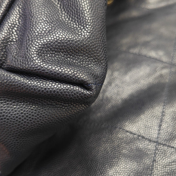CHANEL 22 Large Quilted Grained Calfskin Blue