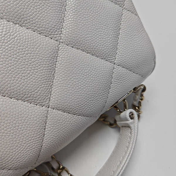 CLASSIC FLAP Mini Quilted Grained Calfskin White