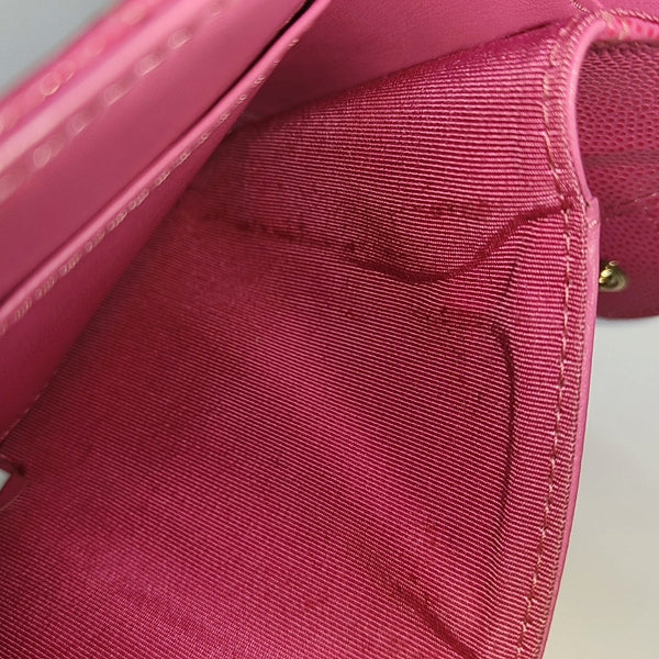 CLASSIC FLAP Quilted Grained Calfskin Pink Wallet