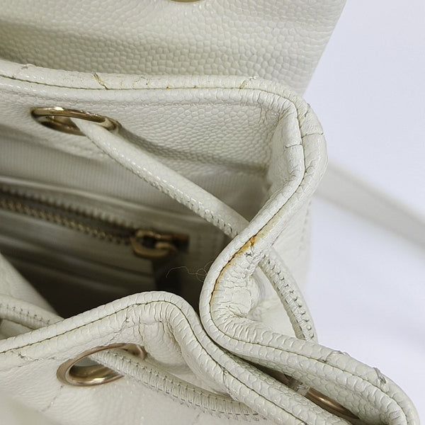 Quilted Grained Calfskin Backpack White