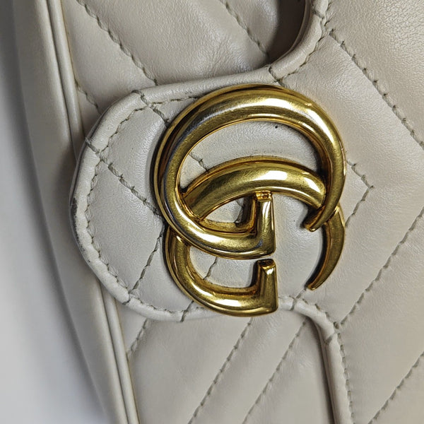 GG Marmont Mini Quilted Calfskin White