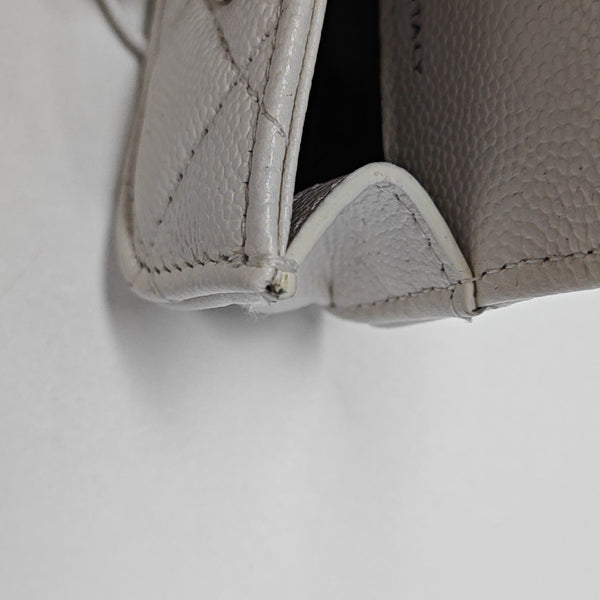Quilted Grained Calfskin Shoulder Bag White