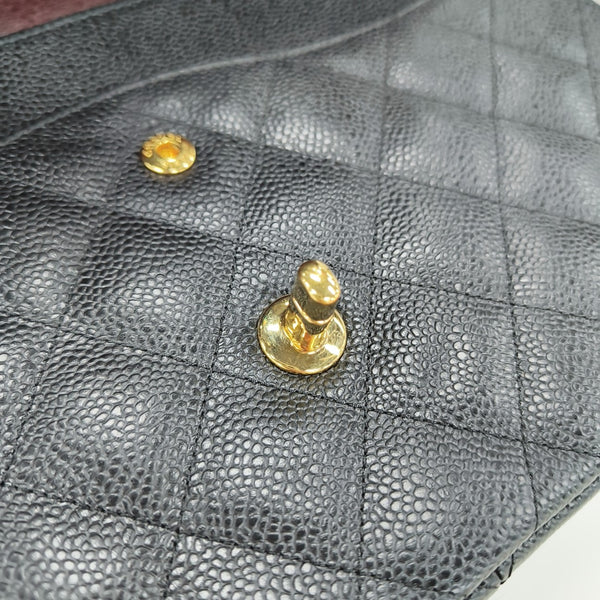 Quilted Grained Calfskin Shoulder Bag Large Black