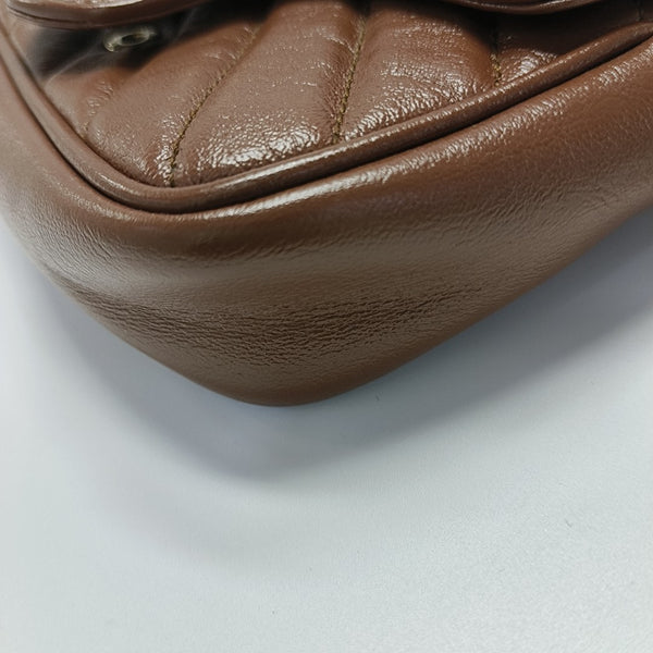 GG Marmont Mini Quilted Calfskin Brown