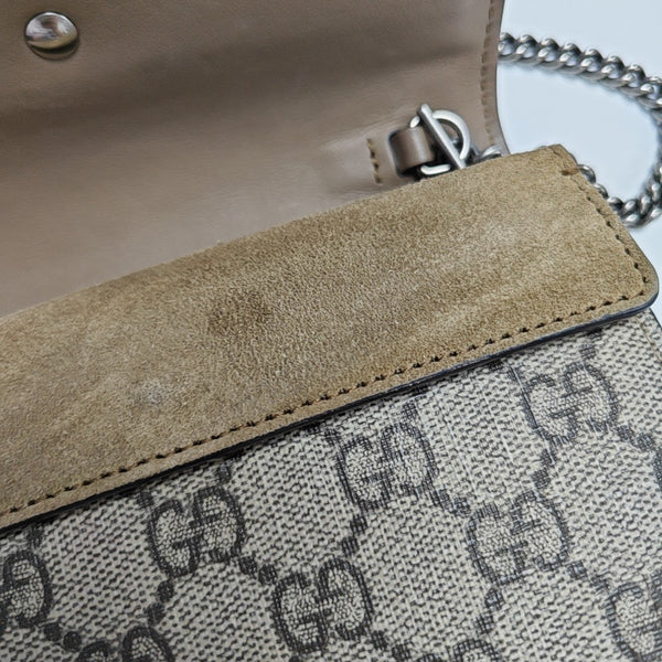 Dionysus Super Mini Monogram Coated Canvas Beige