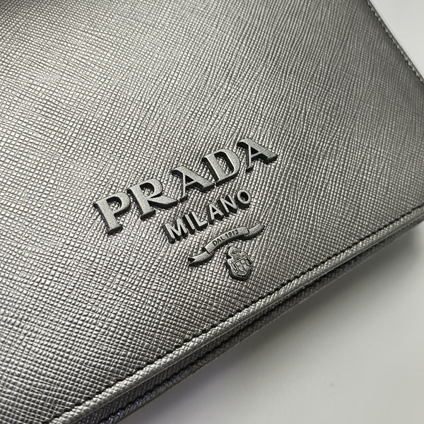 Saffiano Calfskin Shoulder Bag Silver