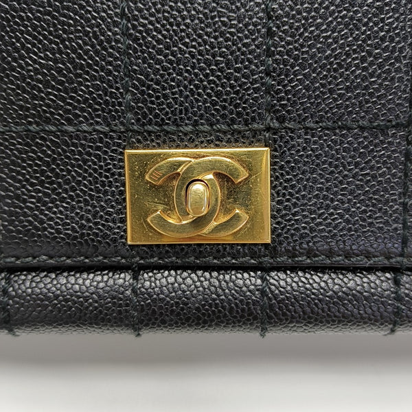 Quilted Grained Calfskin Shoulder Bag Black