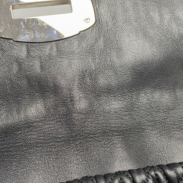 Quilted Lambskin Top Handle Bag Black