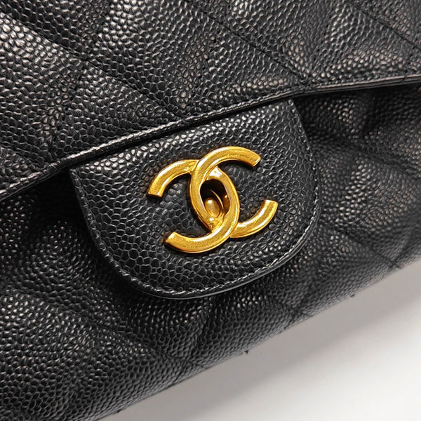 Large Quilted Grained Calfskin Black