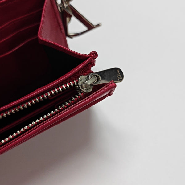 Lady Dior Small Cannage Lambskin Pink Wallet