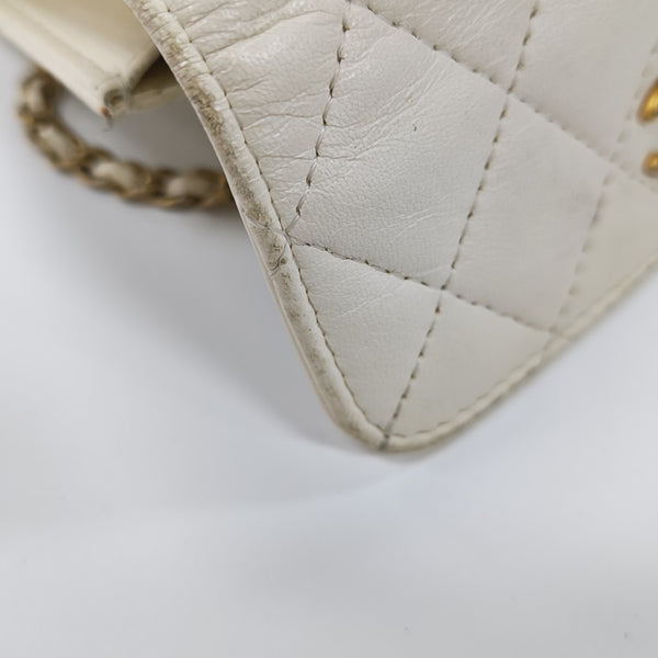 Quilted Lambskin Shoulder Bag White