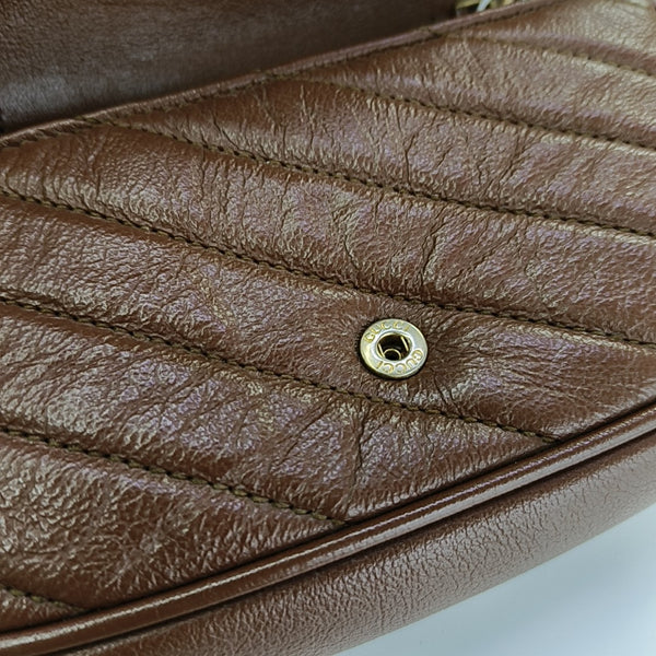GG Marmont Mini Quilted Calfskin Brown