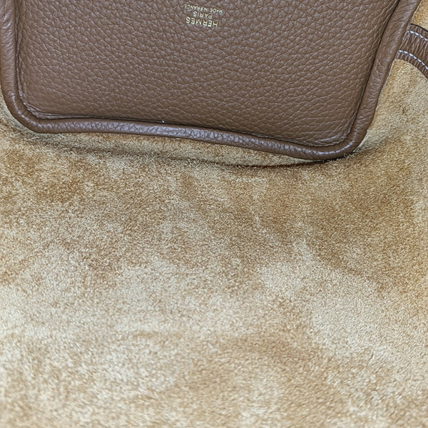 Authenticated pre-owned Picotin Lock 18 Clemence Brown - Bucket Bag at Looply