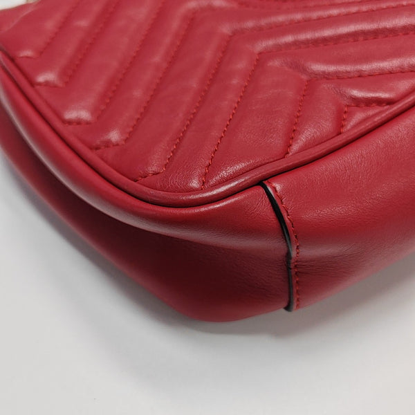 GG Marmont Medium Quilted Calfskin Red