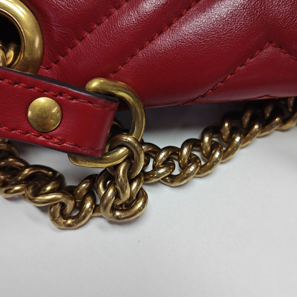 GG Marmont Small Quilted Calfskin Red