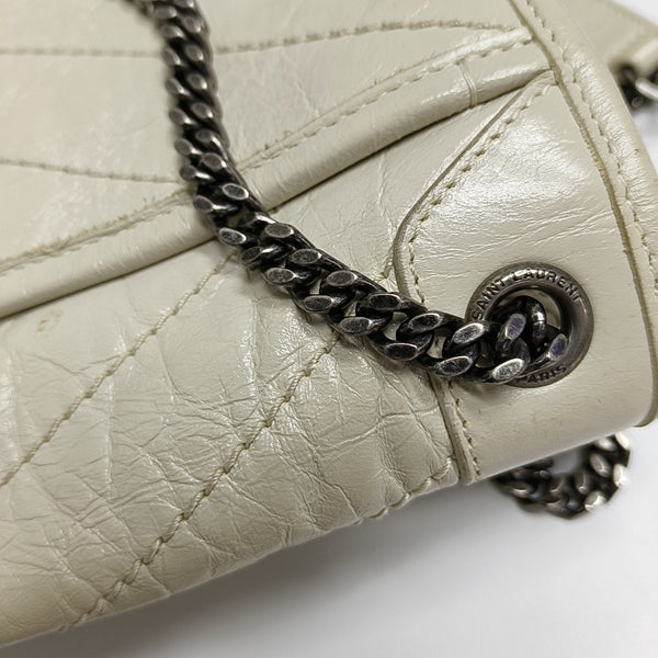 NIKI Small Chevron Calfskin White