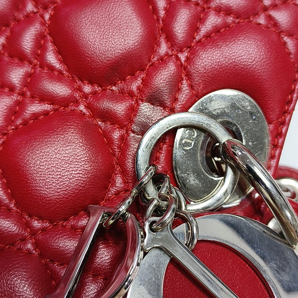 Authenticated pre-owned Lady Dior Large Lambskin Red - Tote Bag at Looply