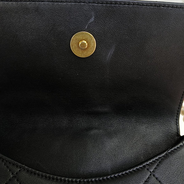 Quilted Calfskin Shoulder Bag Small Black