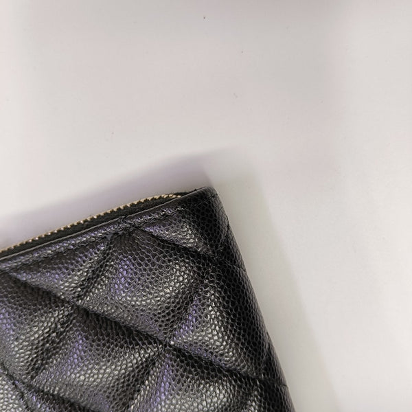 Quilted Grained Calfskin Wallet Black