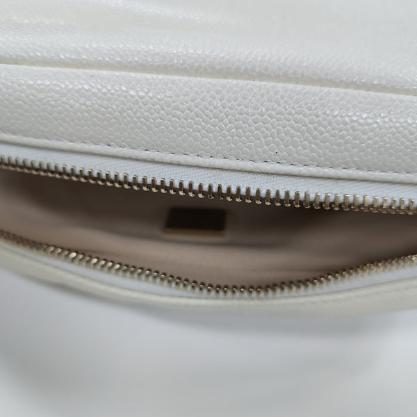 Quilted Grained Calfskin Backpack White