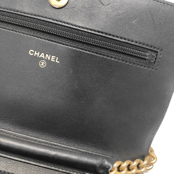 BOY CHANEL Mini Quilted Grained Calfskin Black