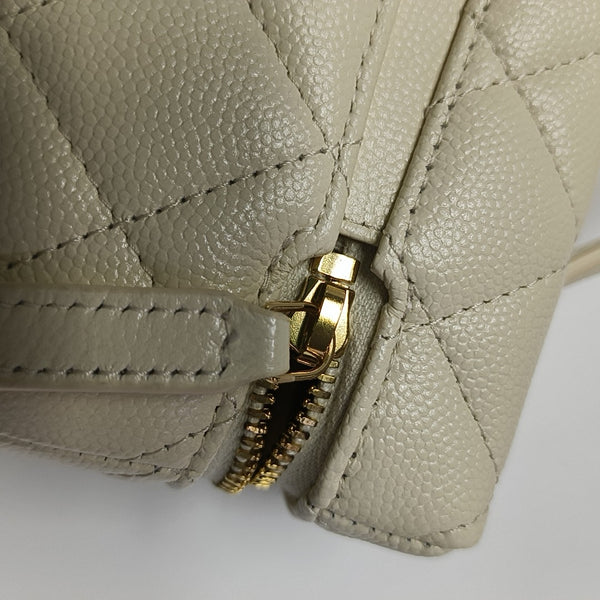 Quilted Grained Calfskin Shoulder Bag Yellow
