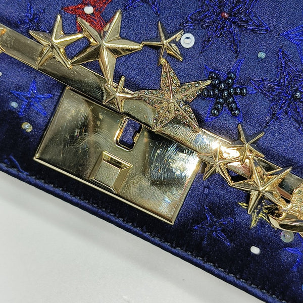 Silk Satin Top Handle Bag Blue