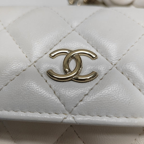 Quilted Lambskin Shoulder Bag White