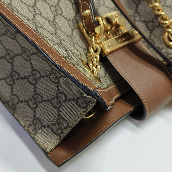 Padlock Small Monogram Coated Canvas Beige