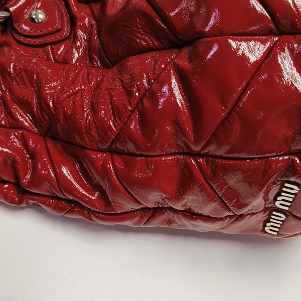 Quilted Patent Leather Shoulder Bag Red