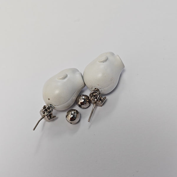 Palladium Plated White Stud Earrings