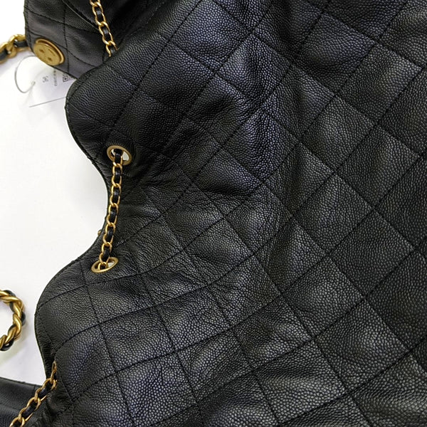 CHANEL 25 Large Quilted Grained Calfskin Black