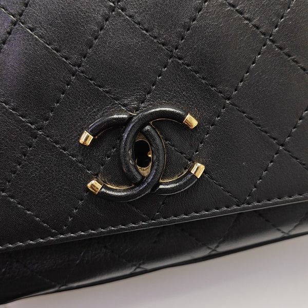 Quilted Calfskin Shoulder Bag Black