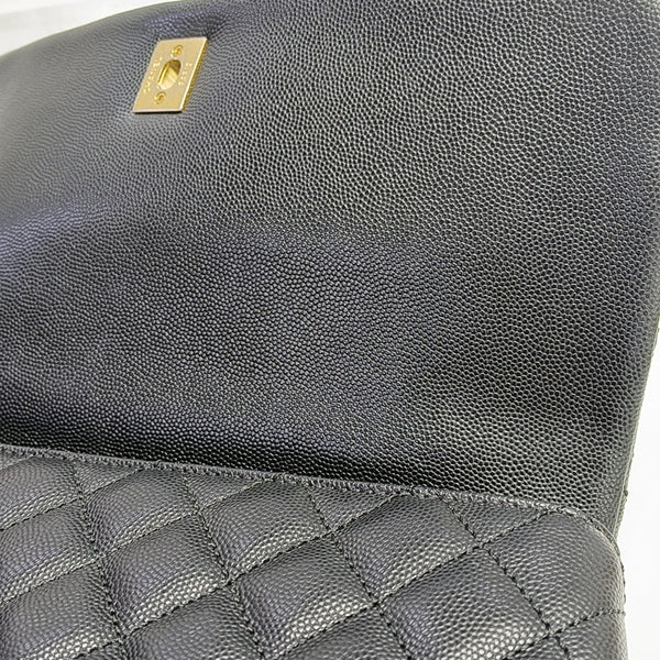 COCO HANDLE Large Quilted Grained Calfskin Black
