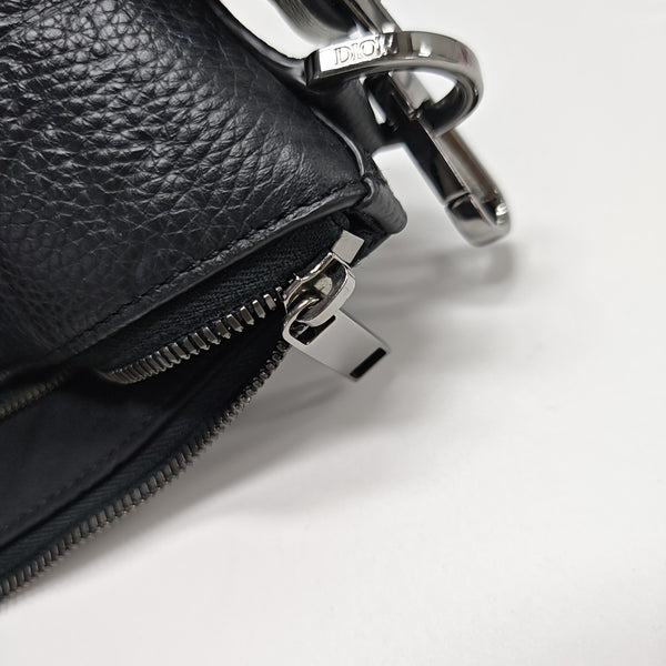 Oblique Calfskin Top Handle Bag Black