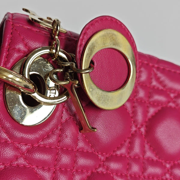 Lady Dior Mini Cannage Lambskin Red