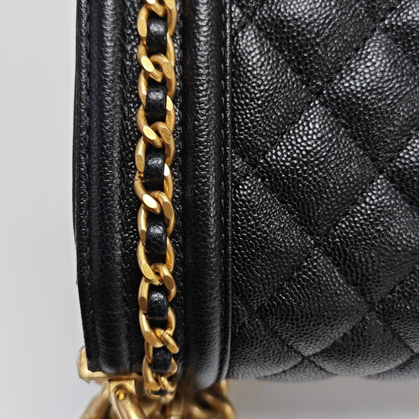 BOY CHANEL Mini Quilted Grained Calfskin Black