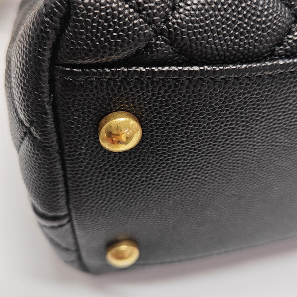 COCO HANDLE Medium Quilted Grained Calfskin Black