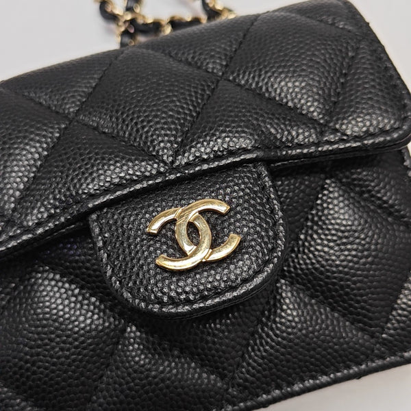 Quilted Grained Calfskin Shoulder Bag Black