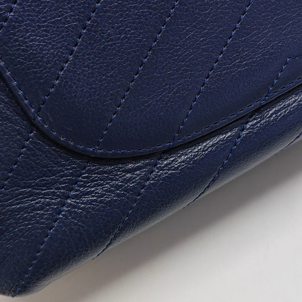 Chevron Calfskin Shoulder Bag Blue