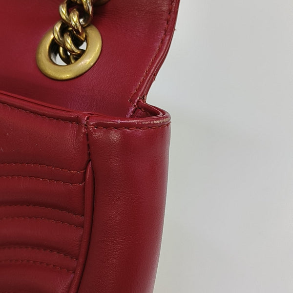 GG Marmont Medium Quilted Calfskin Red