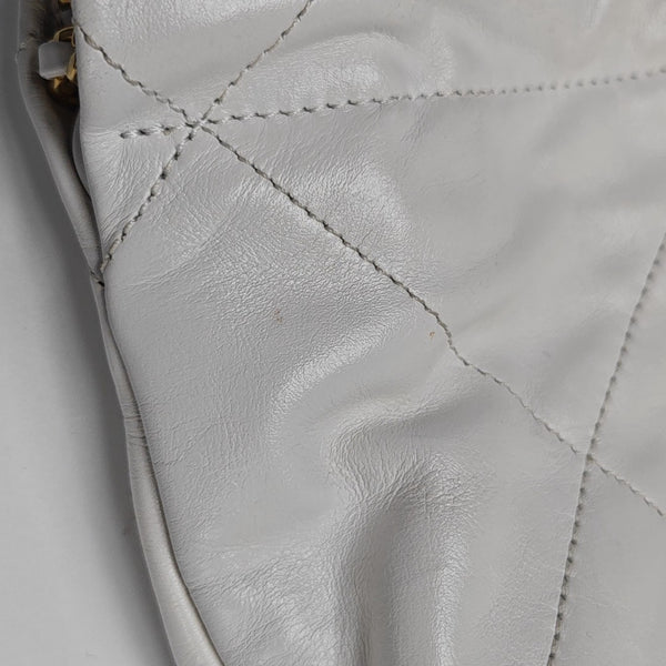 Authenticated pre-owned CHANEL 22 Mini Quilted Calfskin White - Tote Bag at Looply