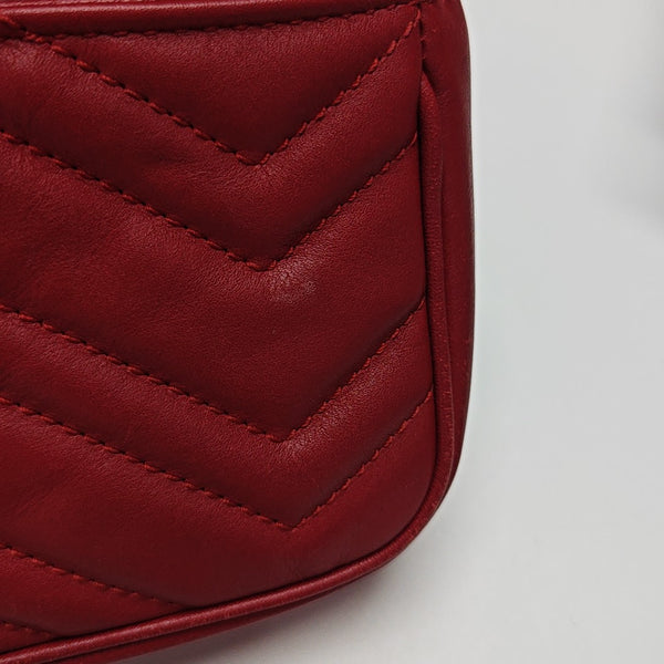 GG Marmont Mini Quilted Calfskin Red